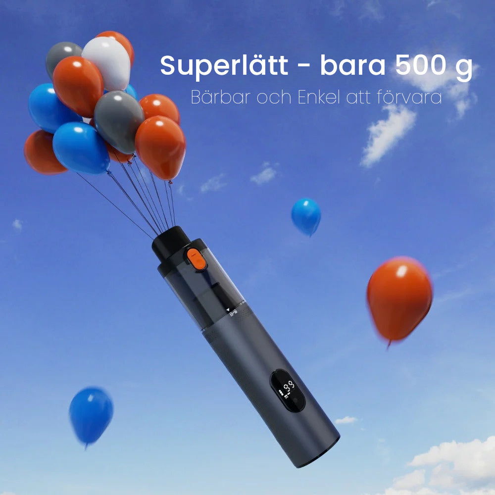 Bildammsugaren är superlätt, bara 500 gram, vilket gör rengöring lätt och effektivt