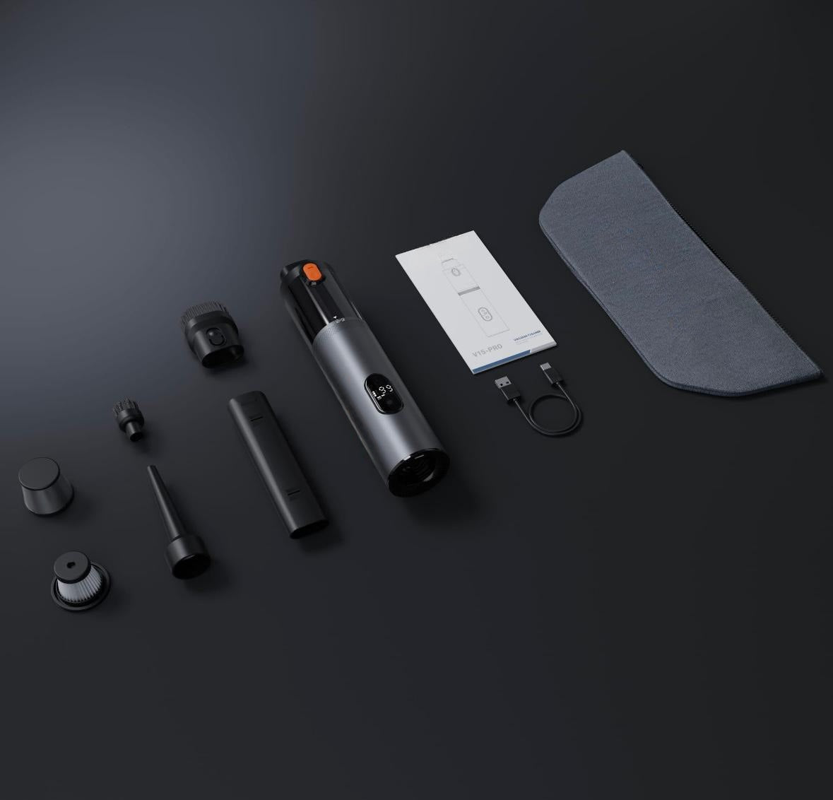 Bildammsugare kommer med komplett tillbehör så att bilen alltid kan vara skinande ren.