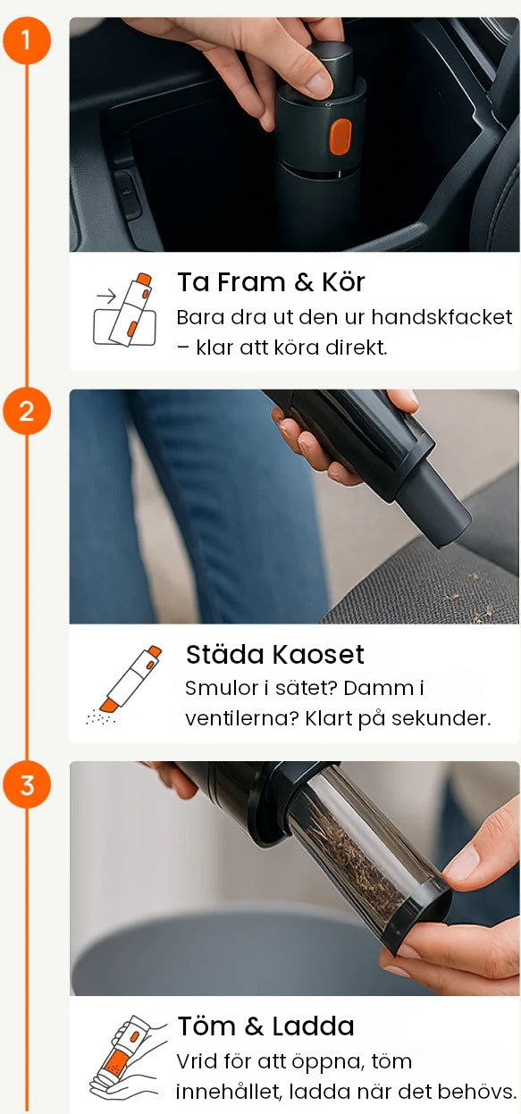 Bildammsugare är mycket lätt att använda för upptagna mammor